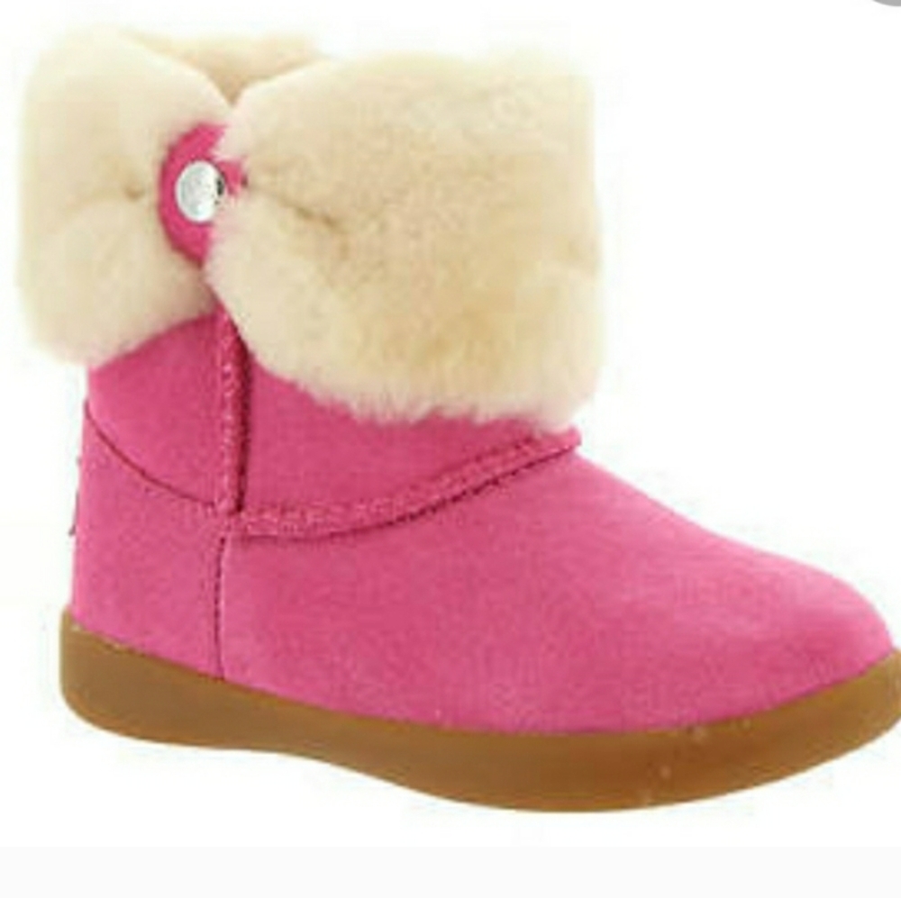NIB UGG RAMONA TODDLER (AUTHENTIC) SHEEPSKIN BOOTS SIZE 7 PINK 💖 ADORABLE 🎀 - Picture 10 of 14